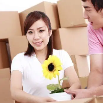 Couple packing a plant