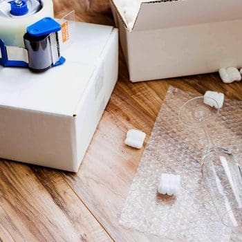 Packing supplies laid out on floor by Keller movers