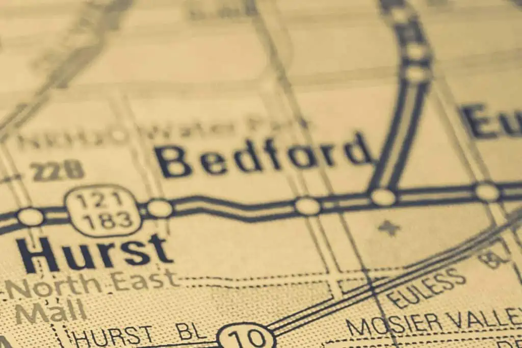 bedford texas on a map representing bedford texas moving company